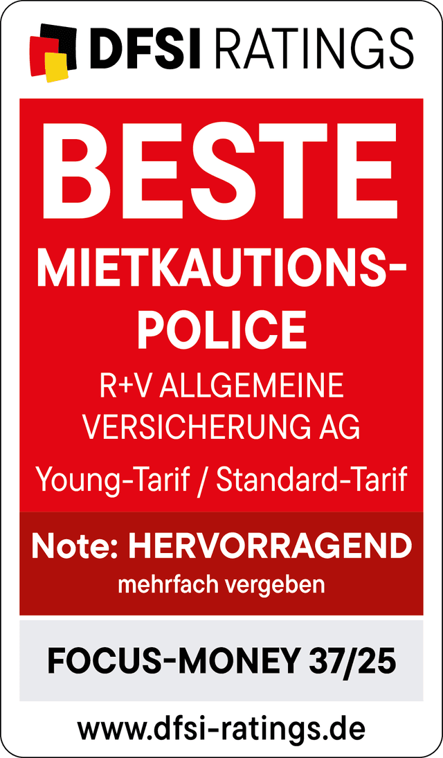 DFSI Ratings: Beste Mietkautionspolice, Note HERVORRAGEND, Focus-Money 37/25