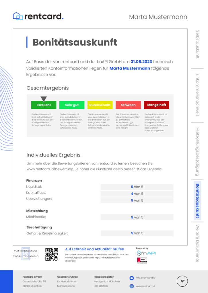 Beispiel Einkommensnachweis