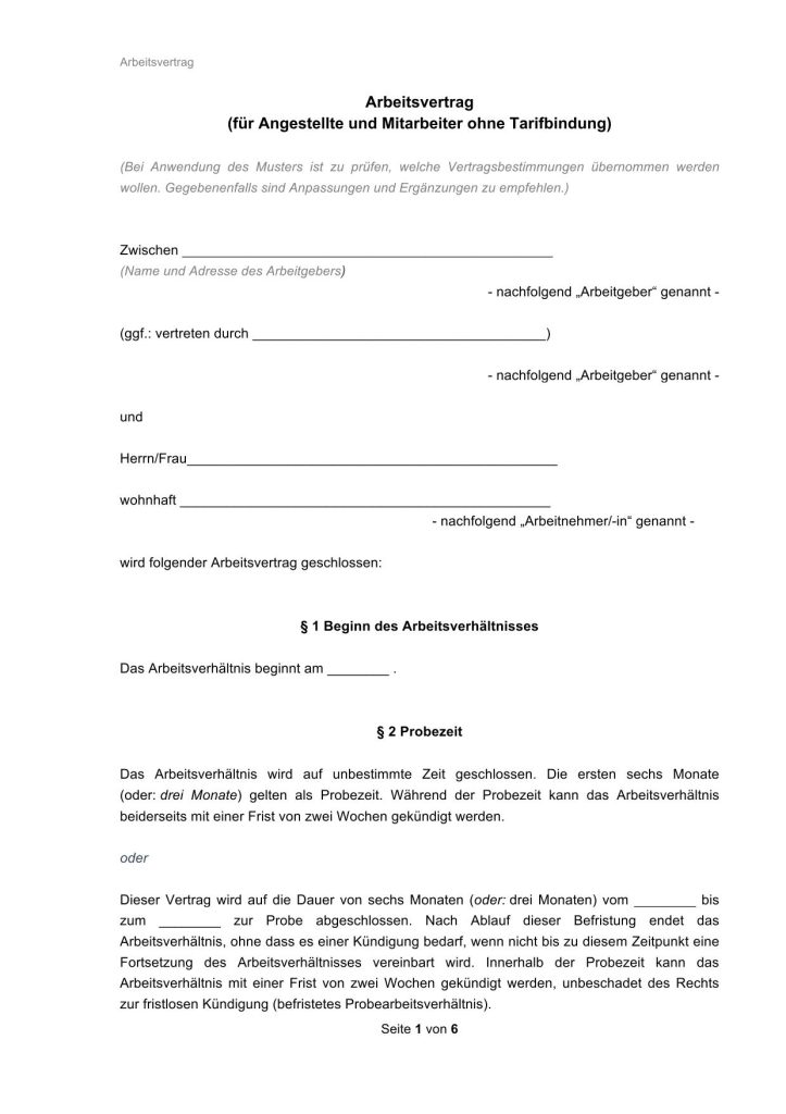 Sample employment contract