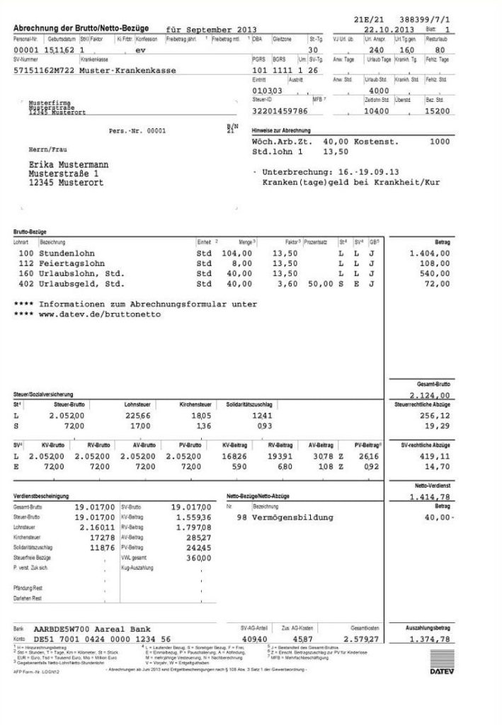 Sample payslip